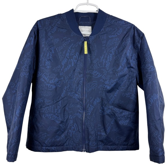 Athleta Girl Simone Biles Convertible Jacket Kids XL/14 Navy Empowerment Bomber - Picture 1 of 12
